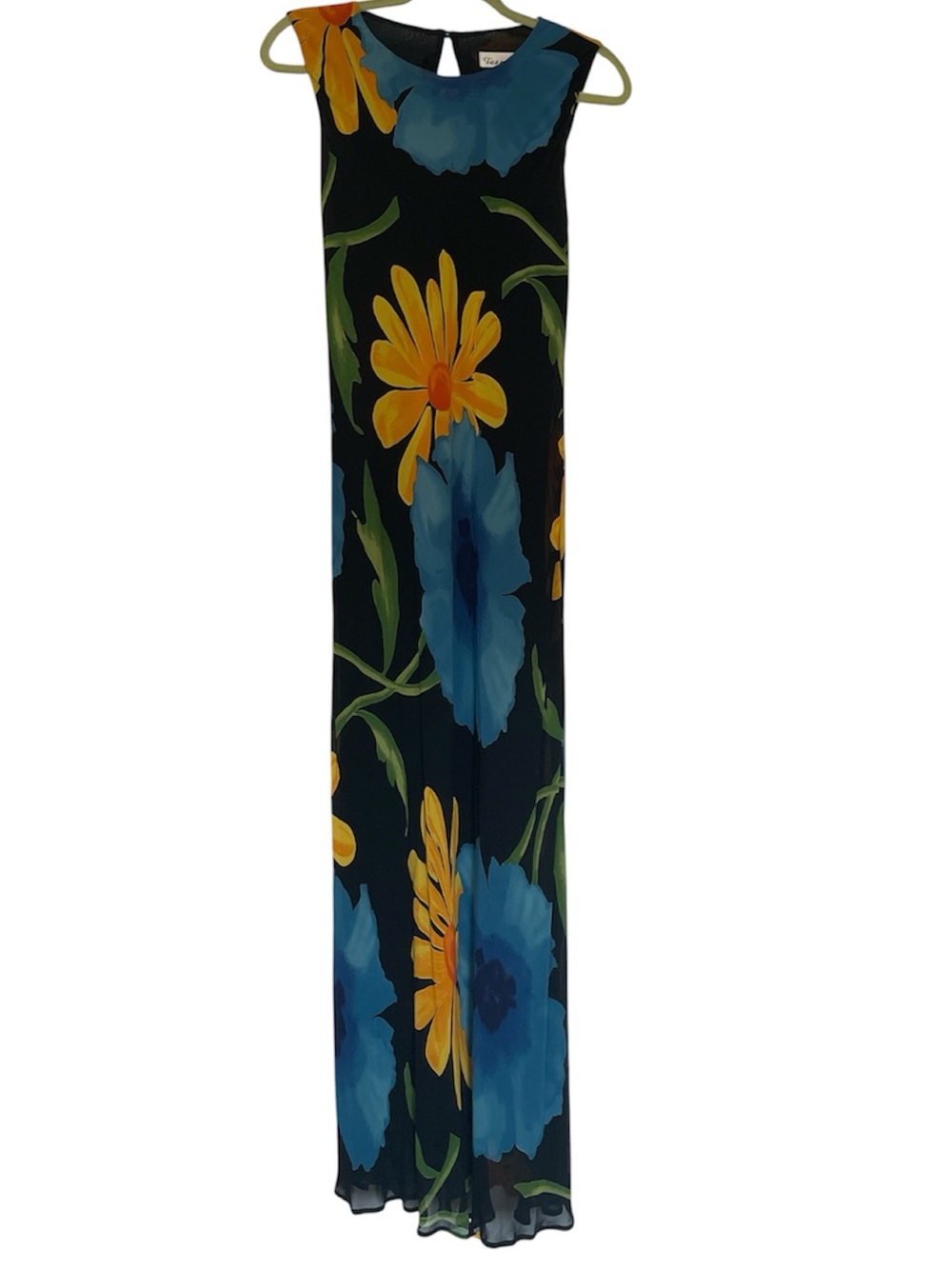 Tessuto Black Y2K Rayon Floral Print Sleeveless Maxi Dress Size Medium